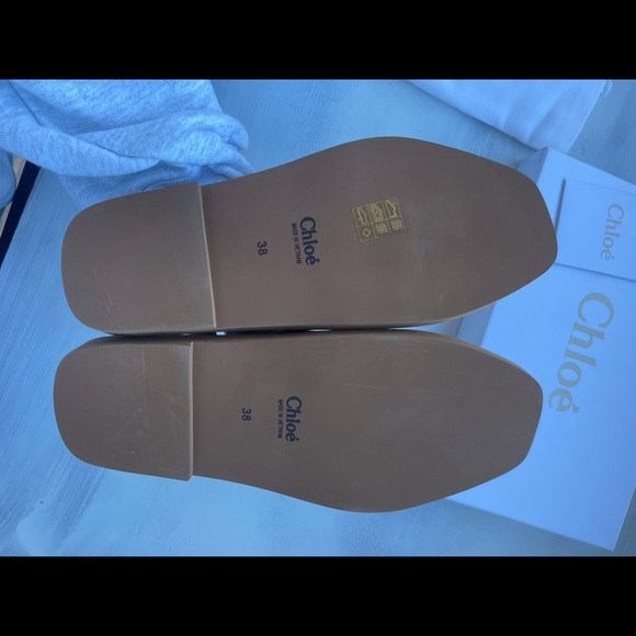 ❌SOLD❌Chloe Woody Logo Print Canvas Slides Sandals Slippers Pink White - Picture 9 of 10
